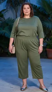 Plus Size Elastic Waist Palazzo Pants Confident Shot