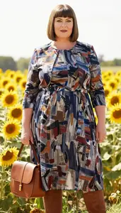 Plus Size Elegance Long Sleeve Midi Dress For Fall