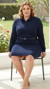 Plus Size Elegance Polo Style Dress For Spring