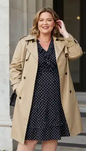Plus Size Elegance Ruffle Detail Midi Dress For Spring