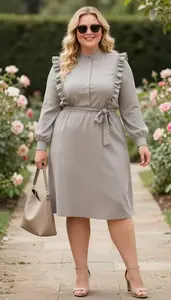 Plus Size Fashion Collared Shirt Dress Nature Portrait