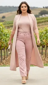 Plus Size Fashion High Waisted Straight Leg Jeans Studio Portrait
