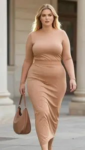 Plus Size Fashion Maxi Skirt With Fitted Tunic Top Architectural Portrait