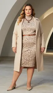 Plus Size Fashion Turtleneck Dress For Fall Architectural Portrait