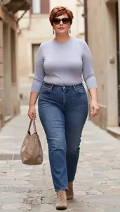Plus Size High Rise Straight Leg Jeans With Stretch Studio Photo