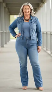 Plus Size High Rise Straight Leg Jeans With Stretch Bold Shot