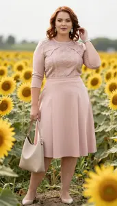 Plus Size Knee Length A Line Skirt Graceful Shot