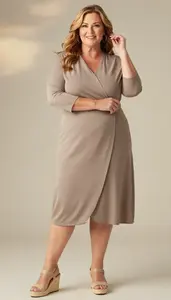 Plus Size Long Sleeve Wrap Dress Empowered Shot