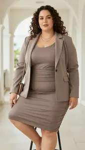Plus Size Ruched Side Midi Dress Empowered Shot