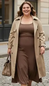 Plus Size Ruched Side Tank Top With Lining Paired With Flowing Maxi Skirt And