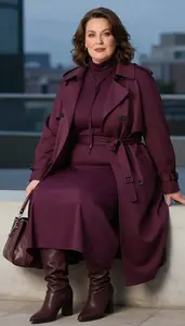 Plus Size Style Aubergine High Neck Maxi Dress Fashion Photo