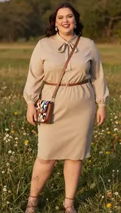 Plus Size Style Bow Neck Blouse Fashion Photo