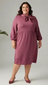 Plus Size Style Mauve Bubble Dress With Volume Fashion Photo