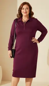 Plus Size Style Plum Polo Style Dress Fashion Photo