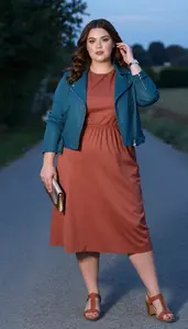 Plus Size Terracotta Bubble Dress With Volume Chic Shot
