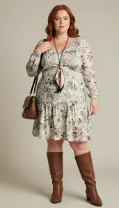 Plus Size Tiered Skirt With Fitted Crop Cardigan Fashion Photography