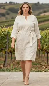 Plus Size Tunic Dress With Embroidery Studio Photo
