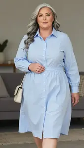 Radiant Plus Size Style Collared Shirt Dress
