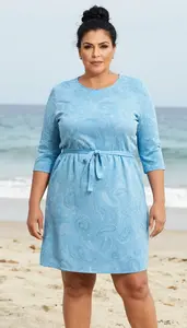 Sky Blue Peplum Top Dress Plus Size Nature Portrait