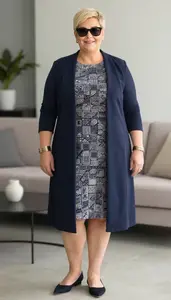 Three Quarter Sleeve Dress For Spring Plus Size Studio Portrait