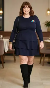 Tiered Skirt With Fitted Crop Cardigan For Plus Size Women