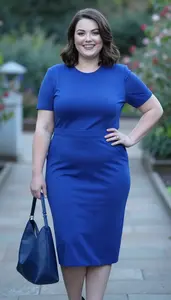 Trendy Plus Size Woman In Sand Tshirt Dress With Side Pockets
