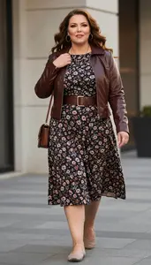 Wool Blend Midi Dress For Winter Plus Size Architectural Portrait