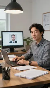 Accountant Hosting A Webinar From In An Audit Examination Room At Workplace