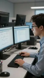 Actuary Analyzing Data On A In A Mathematics Research Office At Professional
