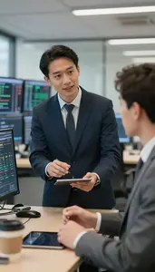 Administrative Assistant Negotiating A Deal With In A Financial Trading Floor