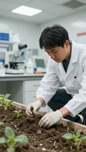Agronomist Collecting Soil Samples In In An Agricultural Research Field In