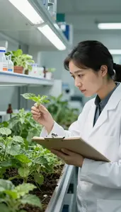 Agronomist Studying Plant Specimens In In An Entomology Research Laboratory
