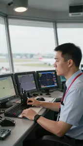 Air Traffic Controller Dispatching Emergency Units From In An Air Traffic