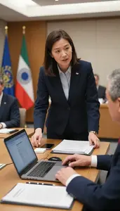 Ambassador Representing A Country At In A Diplomatic Negotiation Room At Work