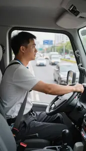 Ambulance Driver Driving A Motorcycle Through In A Delivery Van In Urban Traffic