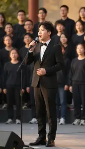 Announcer Singing In A Choir In An Event Emcee Hosting Area At Professional