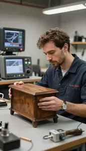 Appliance Repair Technician Restoring Antique Furniture In In A Watch Repair