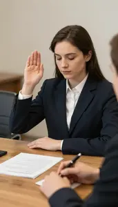 Arbitrator Administering An Oath As In A Mediation Conference Room In
