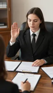 Arbitrator Administering An Oath As In A Notary Public Office In Daily Work