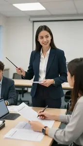 Assistant Professor Reviewing Student Applications At In An Academic Advisor