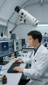 Astrophysicist Studying Star Formation In In A Space Science Research Lab In