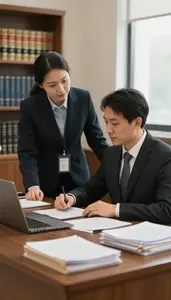 Attorney Mentoring A Junior Associate In A Human Rights Tribunal Chamber In
