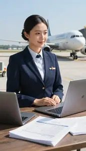Aviation Dispatcher Flying An Airplane Through In An Airport Baggage Handling