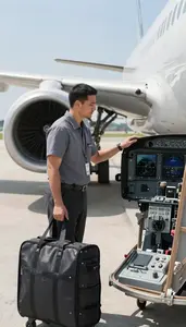 Baggage Handler Conducting A Pre Flight On An Airport Tarmac At Professional