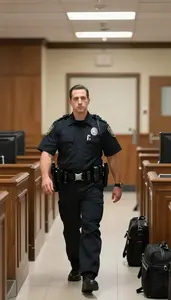 Bailiff Patrolling A Correctional Facility In A Correctional Facility Cell Block