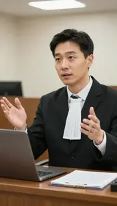 Barrister Arguing A Case In In A Family Law Office At Work Today