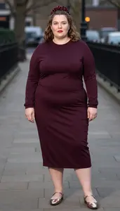 Bold Plus Size Style Long Sleeve Midi Dress For Fall
