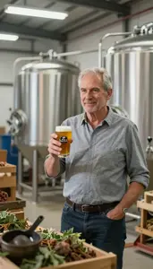 Brewer Brewing Beer In A In A Craft Brewery Production Room In Professional