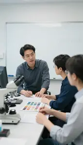 Cartographer Interviewing Subjects In A In An Economics Modeling Office At Work