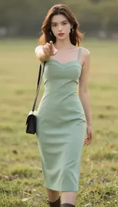 Charming Young Professional Woman In Sweetheart Neckline Dress